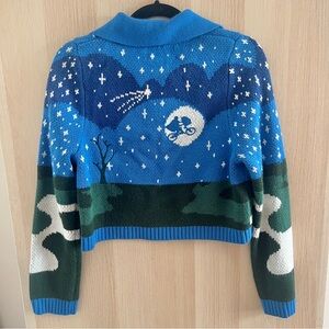 House of Sunny Night Tripper Cropped Cardigan Blue and Green